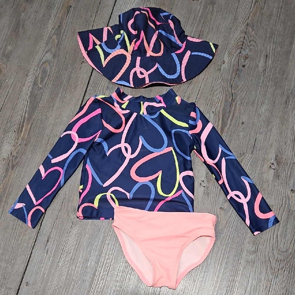 Carter's Pink and Blue Rashguard Swim Set with Sun Protection